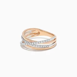 BH Multi Duo 14K Rose and White Gold Diamond Crossover Ring, 0.29 TCW | Rings