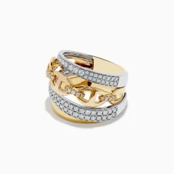 Effy Jewelry Duo 14K 2-Tone Gold Anchor Chain Diamond Ring | Rings