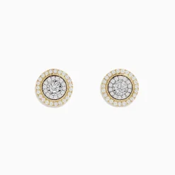 BH Multi Duo 14K Two Tone Gold 1/2" Diamond Halo Stud Earrings 0.69 TCW | Earrings