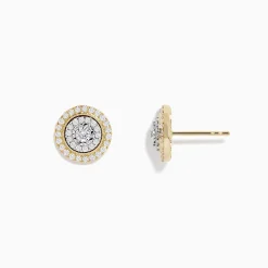 BH Multi Duo 14K Two Tone Gold 1/2" Diamond Halo Stud Earrings 0.69 TCW | Earrings