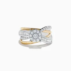 Effy Jewelry Duo 14K Two Tone Gold Diamond Cross Over Ring 0.89 TCW | Rings