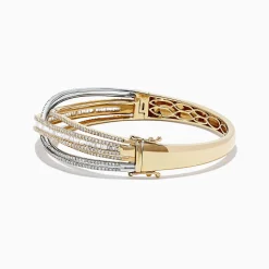 BH Multi Duo 14K Two Tone Gold Diamond Crossover Bangle, 3.15 TCW | Bracelets