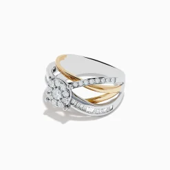 Effy Jewelry Duo 14K Two Tone Gold Diamond Cross Over Ring 0.89 TCW | Rings