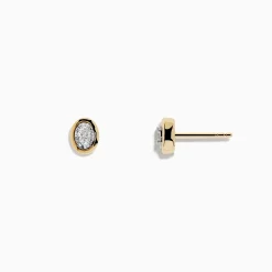 Effy Jewelry Duo 14K Two-Tone Gold Bezel Set Oval Diamond Solitaire Earrings 0.14 TCW | Earrings