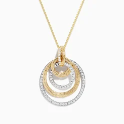 Effy Jewelry Duo 14K Two-Tone Gold Diamond Crossover Pendant | Necklaces & Pendants