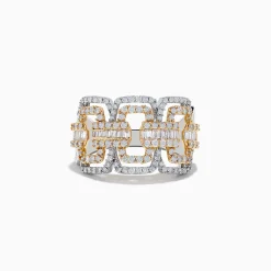 Effy Jewelry Duo 14K Two-Tone Gold Diamond Chain Link Ring 0.95 TCW | Rings