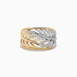 Effy Jewelry Duo 14K Two-Tone Gold Diamond Leaf Ring | Rings
