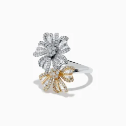Effy Jewelry Duo 14K Two-Tone Gold Diamond Flower Ring | Rings