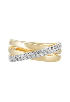 Effy Jewelry Duo 14K White and Yellow Gold Diamond Crossover Ring, 0.24 TCW | Rings