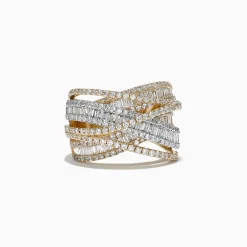Effy Jewelry Duo 14K White and Yellow Gold Diamond Crossover Ring, 2.75 TCW | Rings