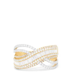 Effy Jewelry Duo 14K White and Yellow Gold Diamond Crossover Ring, 1.41 TCW | Rings