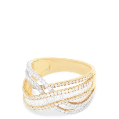 Effy Jewelry Duo 14K White and Yellow Gold Diamond Crossover Ring, 1.41 TCW | Rings