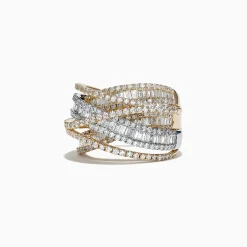 Effy Jewelry Duo 14K White and Yellow Gold Diamond Crossover Ring, 2.75 TCW | Rings
