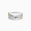 Effy Jewelry Duo 14K White u0026 Yellow Gold Diamond Crossover Ring | Rings