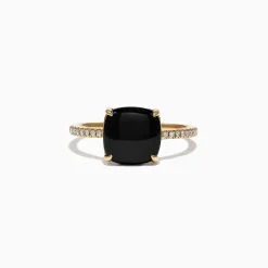 Effy Jewelry Eclipse 14K Yellow Gold Diamond and Onyx Ring, 1.40 TCW | Rings