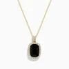 Effy Jewelry Eclipse 14K Yellow Gold Onyx and Diamond Pendant | Necklaces & Pendants