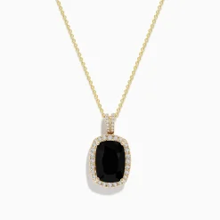 Effy Jewelry Eclipse 14K Yellow Gold Onyx and Diamond Pendant | Necklaces & Pendants