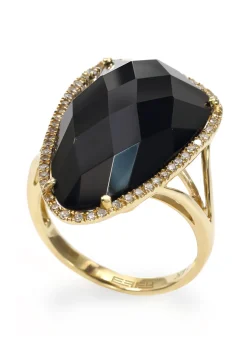 Effy Jewelry Eclipse 14K Yellow Gold Onyx and Diamond Ring, 11.50 TCW | Rings