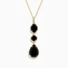 Effy Jewelry Eclipse 14K Yellow Gold Onyx and Diamond Drop Pendant | Necklaces & Pendants