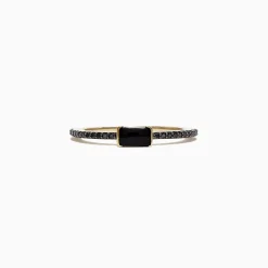 Effy Jewelry Eclipse 14K Yellow Gold Onyx and Black Diamond Ring, 0.44 TCW | Rings