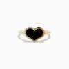 Effy Jewelry Eclipse 14K Yellow Gold Onyx and Diamond Heart Ring | Rings