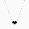 Effy Jewelry Eclipse 14K Yellow Gold Onyx and Diamond Heart Necklace | Necklaces & Pendants