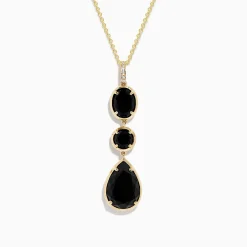 Effy Jewelry Eclipse 14K Yellow Gold Onyx and Diamond Drop Pendant | Necklaces & Pendants