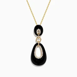Effy Jewelry Eclipse 14K Yellow Gold Onyx and Diamond Pendant | Necklaces & Pendants