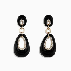 Effy Jewelry Eclipse 14K Yellow Gold Onyx and Diamond Drop Earrings | Earrings