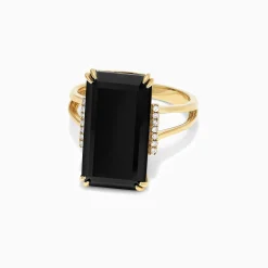 Effy Jewelry Eclipse 14K Yellow Gold Onyx and Diamond Ring, 9.65 TCW | Rings