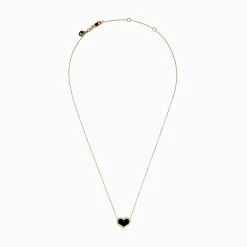 Effy Jewelry Eclipse 14K Yellow Gold Onyx and Diamond Heart Necklace | Necklaces & Pendants