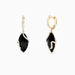 Effy Jewelry Eclipse 14K Yellow Gold Onyx and Diamond Drop Earrings, 13.18 TCW | Earrings