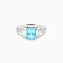 Effy Jewelry Effy Hematian 18K White Gold Paraiba Tourmaline and Diamond Ring | Rings