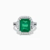 Effy Jewelry Effy Hematian 14K White Gold Emerald and Diamond Cocktail Ring | Rings