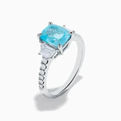 Effy Jewelry Effy Hematian 18K White Gold Paraiba Tourmaline and Diamond Ring | Rings