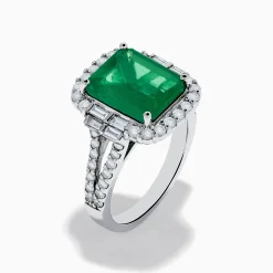 Effy Jewelry Effy Hematian 14K White Gold Emerald and Diamond Cocktail Ring | Rings