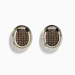 Effy Jewelry Espresso 925 Sterling Silver and 18K Yellow Gold Espresso Diamond Earrings | Earrings