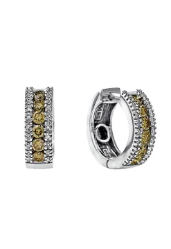 Effy Jewelry Espresso14K White Gold Brown and White Diamond Hoop Earrings, 1.02 TCW | Earrings