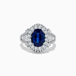 Effy Jewelry Hematian 18K White Gold Blue Sapphire and Diamond Ring | Rings
