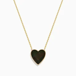 Effy Jewelry 14K Gold Black Mother of Pearl and Diamond Reversible Heart Pendant | Necklaces & Pendants