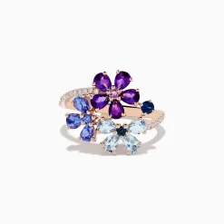 Effy Jewelry 14K Gold Blue Topaz, Amethyst, Tanzanite, Sapphire and Diamond Ring | Rings