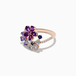 Effy Jewelry 14K Gold Blue Topaz, Amethyst, Tanzanite, Sapphire and Diamond Ring | Rings