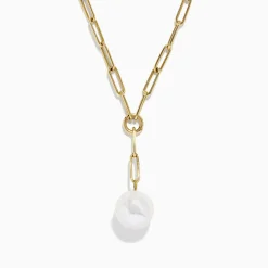 BH Multi 14K Gold Cultured Fresh Water Pearl Paperclip Chain Necklace | Necklaces & Pendants