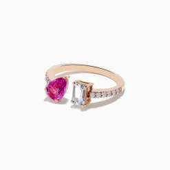 Effy Jewelry 14K Gold Diamond, Pink and White Sapphire Toi Et Moi Ring | Rings