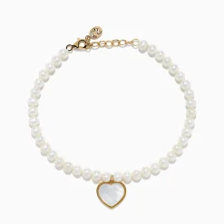 Effy Jewelry 14K Gold Fresh Water Pearl and Mother of Pearl Heart Charm Bracelet | Bracelets