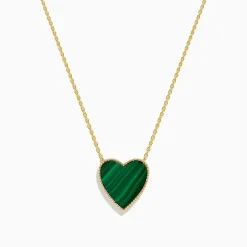 Effy Jewelry 14K Gold Malachite and Diamond Reversible Heart Pendant | Necklaces & Pendants