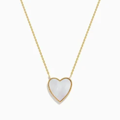 Effy Jewelry 14K Gold Mother of Pearl and Diamond Reversible Heart Pendant | Necklaces & Pendants
