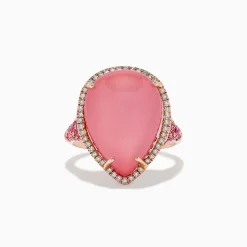 BH Multi 14K Gold Mother of Pearl, Pink Quartz, Sapphire, Ruby and Diamond Ring | Rings