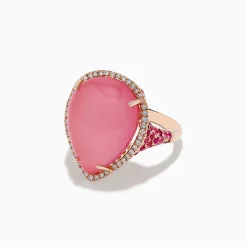 BH Multi 14K Gold Mother of Pearl, Pink Quartz, Sapphire, Ruby and Diamond Ring | Rings