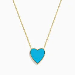 Effy Jewelry 14K Gold Turquoise and Diamond Reversible Heart Pendant | Necklaces & Pendants